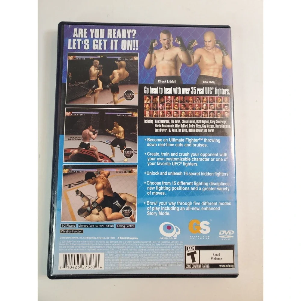 UFC PS2 Sudden Impact Sony PlayStation 2 Game 2004 Tested Complete Fighting